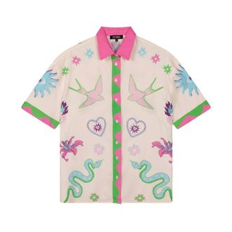 Refined Department Refined Department, Overhemden, Dames, Veelkleurig, M, Alana Blouse Korte Mouw Stijlvolle Top