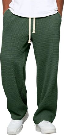 Generic Mens Joggers Tracksuit Bottoms Waffle Open Hem Jogging Mens Sweatpants Wide Leg Straight Gym Sports Trousers Drawstring Lightweight Comfort Solid Colo