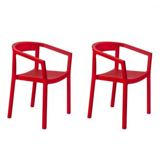Resol Peach Set 2 Silla Con Brazos Interior, Exterior Rojo
