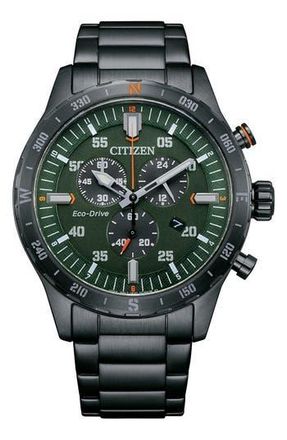 Citizen Eco-Drive Chronograph Bracelet Watch, 43.5mm in Black at Nordstrom Rack