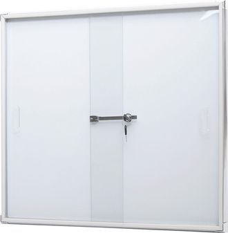 Hhg [nunca Usado] Vitrina Hhg-946, Pizarra Magn&eacute;tica, Pizarra Blanca, Tablero De Anuncios, Aluminio, Con Cerradura, Accesorios Incluidos, 67 X 68 X 9 Cm