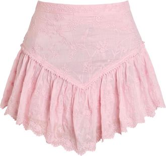 Isabel Marant Zoelia Embroidered Cotton and Silk-blend Mini Skirt - Pink - 42 (UK14 / L)