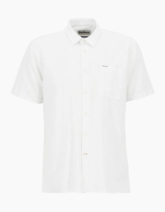 Barbour Mens Barbour Nelson Linen Short Sleeve Shirt - White - Size: Regular/40