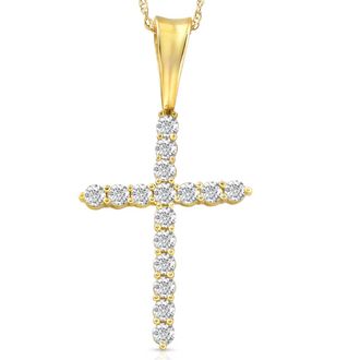 Pompeii3 1/2 Ct Diamond Cross Pendant Necklace 18 Yellow Gold