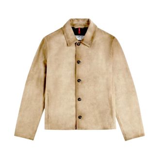 Fay Leather Jackets, male, Beige, Size: L Buttoned Calfskin Jacket