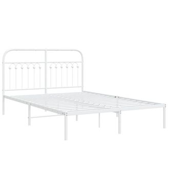 Berkfield Home Metal Bed Frame without Mattress with Headboard White 140x200cm | Size: 140x200 cm