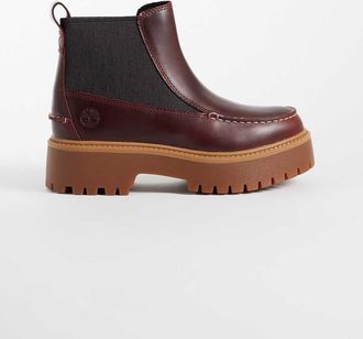 Timberland Stone Street stivaletti Chelsea medi in bordeaux full grain-Rosso