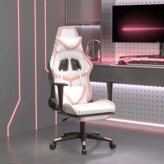 vidaXL Vidaxl - Sedia da Gaming con Poggiapiedi Bianco e Rosa in Similpelle