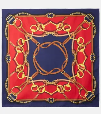Gucci Printed reversible silk twill scarf