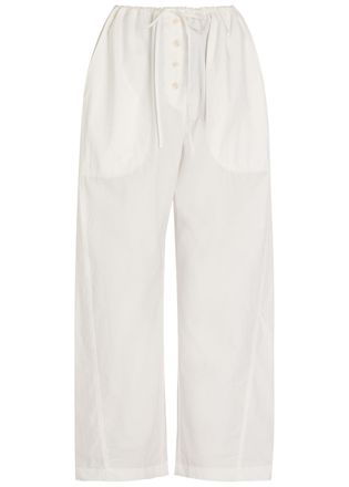 STUDIO NICHOLSON Drawstring Straight-leg Cotton Trousers - White - S (UK8-10 / S)