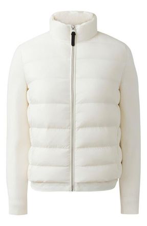 Mackage Oceane Knit Sleeve 800 Fill Power Down Puffer Jacket in Cream at Nordstrom, Size X-Large