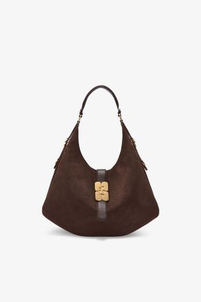 Ganni Brown Large Kat Bag in Suede