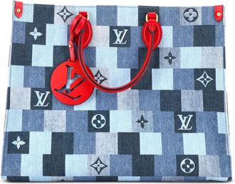 Louis Vuitton OnTheGo Damier and Monogram Patchwork Denim GM tote bag - Blauw