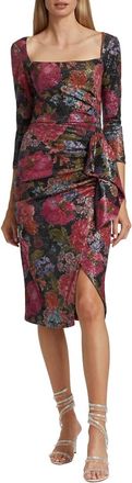 La Petite Robe Di Chiara Boni Cesarima Ms Print Dress In Glowing Peonies Black