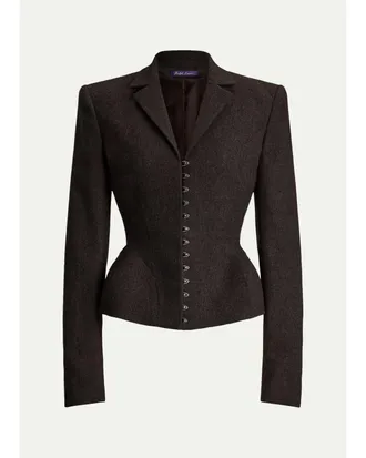 Ralph Lauren Collection Joleene Wool Herringbone Structured Jacket