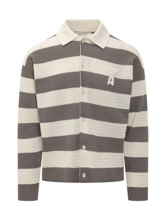 Ami Beige Shirt Collar Cardigan