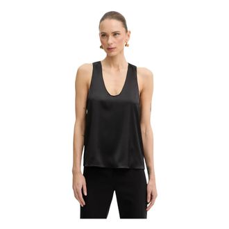 Patrizia Pepe Tops, Dames, Zwart, M, Satijn, Vloeiende satijnen tanktop