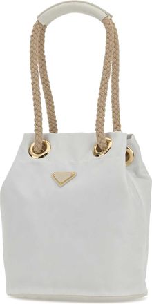 Prada Womens Bucket Bag White Fabric