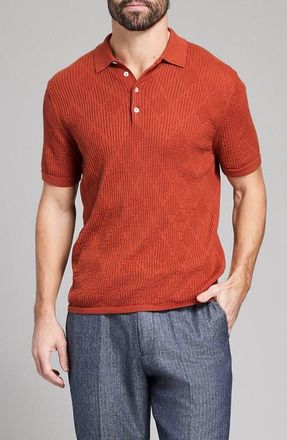 Billy Reid Diamond Stitch Polo Sweater in Umber at Nordstrom, Size X-Large