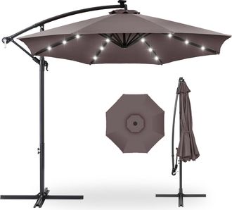 Best Choice Products 10ft Solar LED Offset Hanging Outdoor Market Patio Umbrella w/ Adjustable Tilt