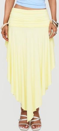 Princess Polly Symphonia Asymmetric Midi Skirt in Butter Yellow at Nordstrom, Size 12