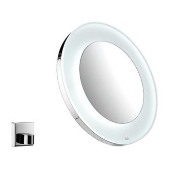 Emco Espejo Led Redondo. Soporte De Pared Cromado De 5 Pliegues