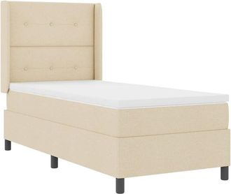 vidaXL Box Spring Bed with Mattress Cream 90 x 190 cm Fabric vidaXL