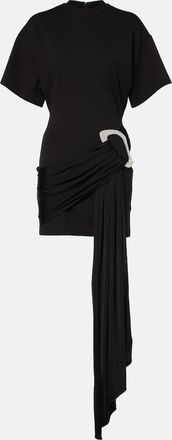 DAVID KOMA Embellished draped jersey minidress