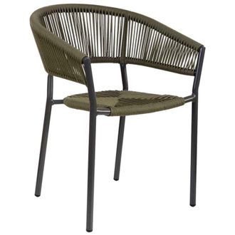 Wanderlust Deco Silla de ratan sint&eacute;tico verde 56x61x78