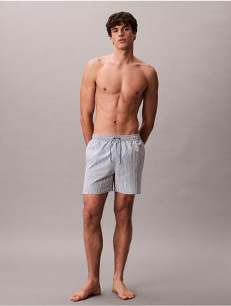 Calvin Klein Mens Seersucker Swim Shorts - Blue - 2XL