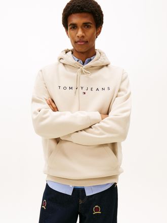 Tommy Jeans Hoodie TOMMY JEANS TJM REG LINEAR LOGO HOODIE EXT, Herren, Gr. L, gulf sand, Sweatware, Obermaterial: 80% Baumwolle, 20% Polyester, regular fit h&uuml;ftla