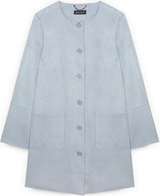 Fiorella Rubino Zachte jas met knopen - Dames - Mantel - Blauw - XS - Polyester - Jassen