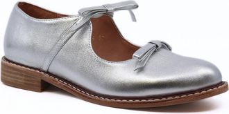 All Black Women Bow Bow Guy Flats In Silver