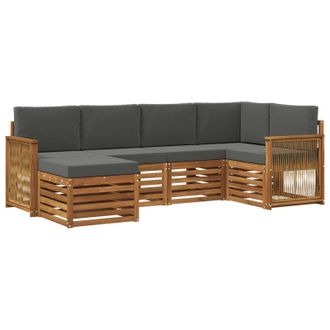 vidaXL Conjunto De Sof&aacute; Seccional Con Coj&iacute;n 5 Pcs Natural Y Antracita Vidaxl