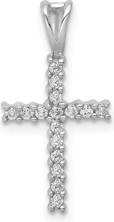 Diamond2Deal 10K White Gold 1/6ct. Diamond Latin Cross Pendant