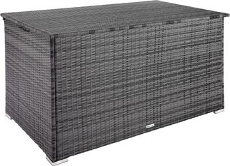 TecTake Ba&uacute;l de jard&iacute;n de rat&aacute;n sint&eacute;tico 145x82,5x79,5 cm gris