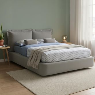 Talamo Italia Talamo Italia - Cama Matrimonial Cornelia, Cama Contenedor Con Revestimiento De Tela, 100% Made In Italy, Apertura Frontal, Adecuado Para Colch&oacute;n 160x