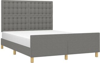 vidaXL Cama Sin Colch&oacute;n Tela Gris Oscuro 140x190 Cm Vidaxl