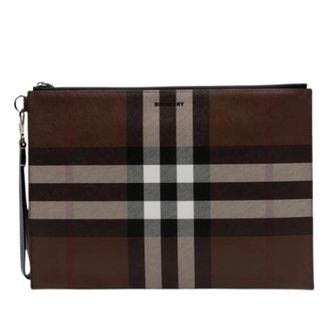 Burberry Pre-owned Clutches, female, Brown, Size: ONE SIZE Pre-owned Canvas Pouch
