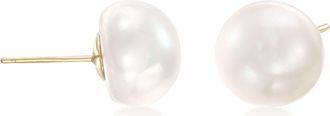 Ross-Simons 10-11mm Cultured Button Pearl Stud Earrings in 14kt Yellow Gold