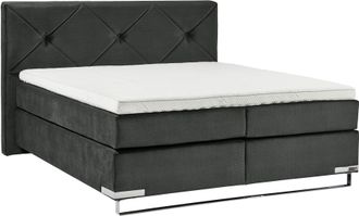 Gallery M Boxspringbett »Dubai« Kufe in Chrom, 3 Härtegrade, Kopfteil mit Knopfheftung