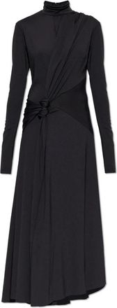 Victoria Beckham Asymmetrische jurk met coltrui - Dames - Casual kleedjes - Zwart - XS - Leer - Kleedjes