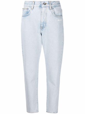 Off-white Jeans crop Diag con stampa - Blu