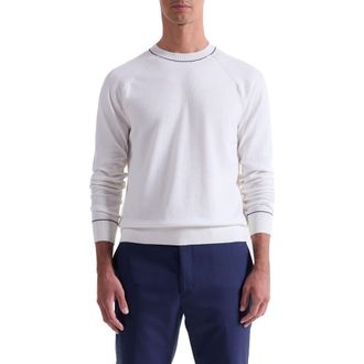 Bugatchi Tipped Cotton Blend Crewneck Sweater in Chalk at Nordstrom Rack, Size Xx-Large