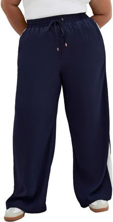 City Chic Lilia Joggers in Navy/White Stripe at Nordstrom, Size Xl