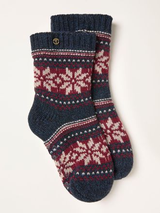 Fat Face FatFace Navy Blue Fairisle Slipper Socks