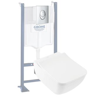 Villeroy & Boch Pack Inodoro Suspendido Sin Cerco Villeroy Et Boch Venticello + Asiento + Placa Cromada + Estructura Grohe