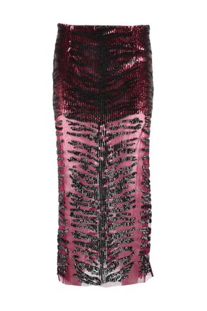 Pinko Sequin Midi Skirt - Black/Bordeaux