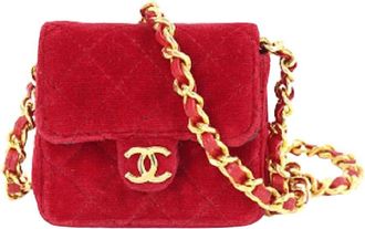 Chanel 1990 Velvet Micro Flap Bag