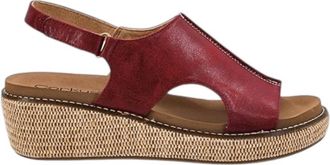 Corkys Footwear Womens Volta Ii Lower Heel Wedge Sandal In Red Smooth